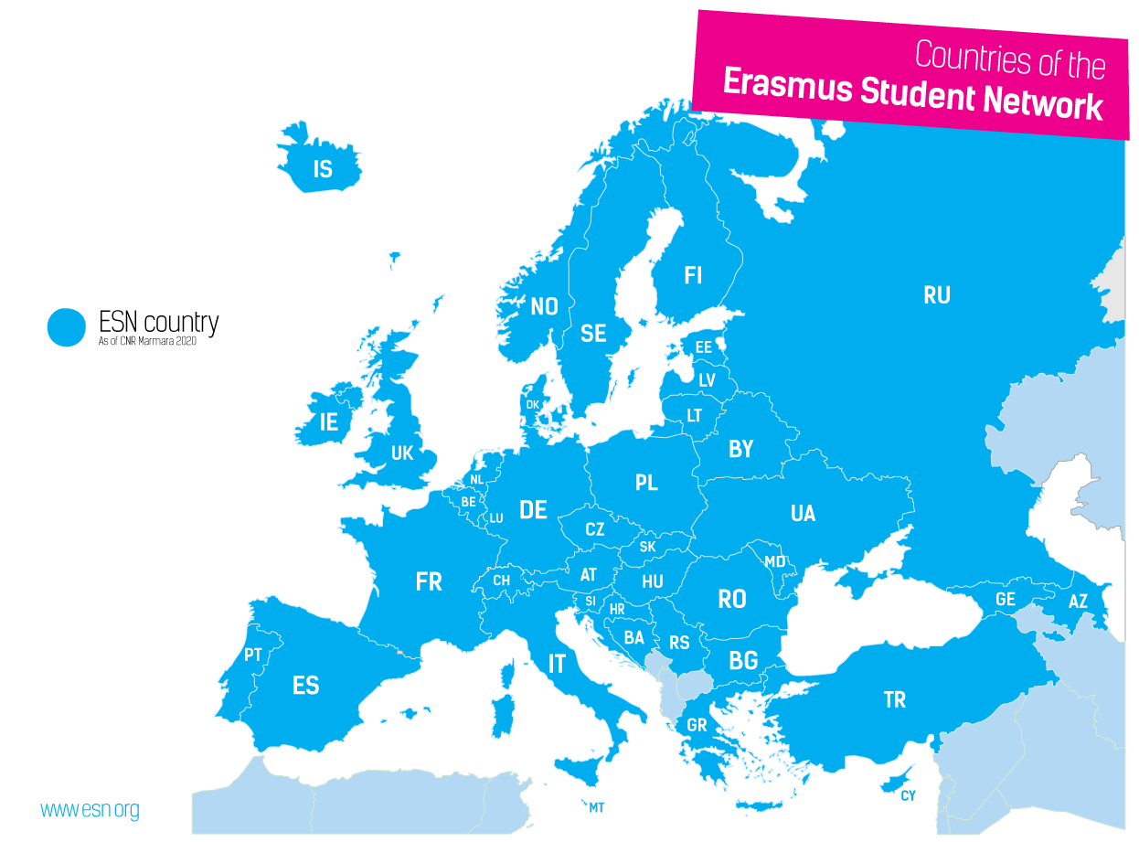 Map of ESN countries