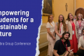The visual shows at the left a text saying "Empowering Students for a Sustainable Future, coimbra group". At the right there is a picture of seven ESNer volunteers that went there 