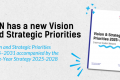 A picture of a document cover and text: "ESN has a new Vision and Strategic Priorities.  Vision and Strategic Priorities 2025–2031 accompanied by the Three-Year Strategy 2025-2028".