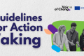 A cover image with the title "Guidelines for Action Taking" with an image of young people talking on the right